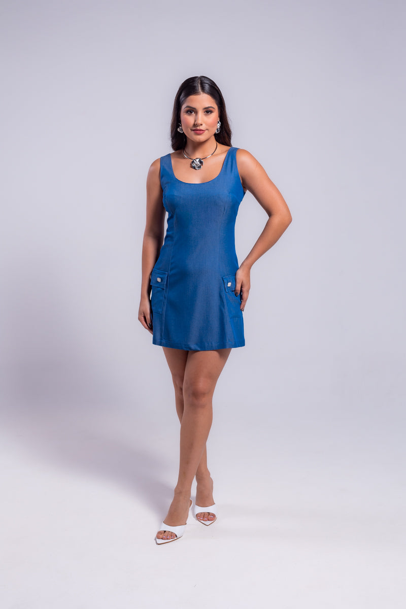 VESTIDO SALOPETE DENIM